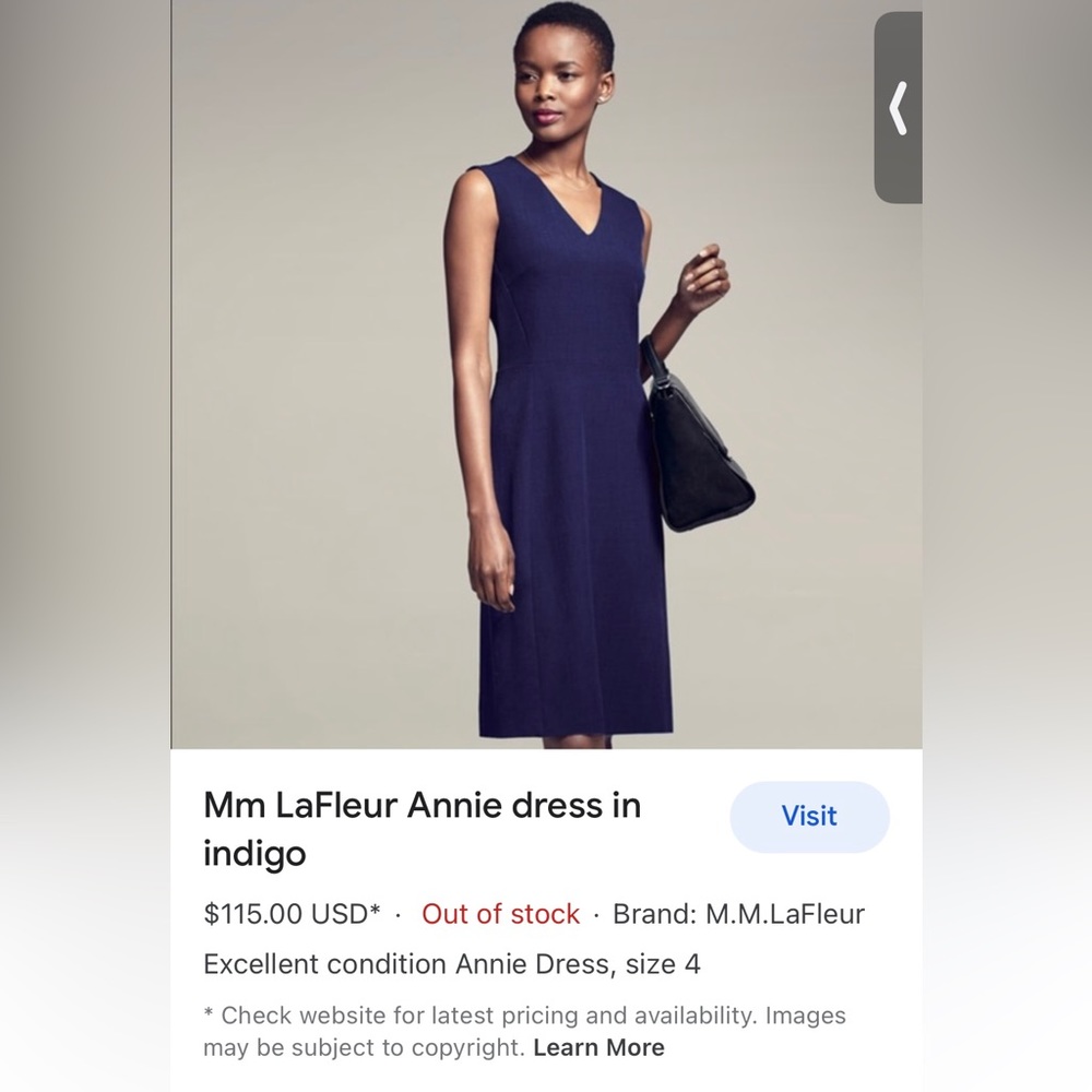 BNWT M.M. LAFLEUR deep indigo Blue size 6 dress sleeveless dress.